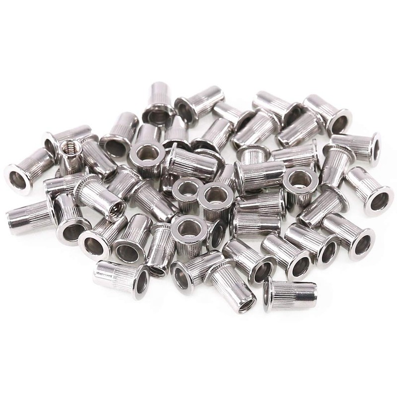 Keadic Multi-Size 304 Stainless Steel Rivet Nut Flat Head Threaded