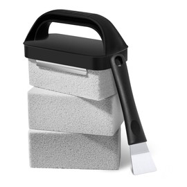 HE-SANQI Grill Brick for Cleaning Flat Top, Heavy Duty Grill Stone Cleaning Block with Handle & Scraper, Griddle Cleaner, Pumice Stone for Removing Stubborn Grease, Rust (5 PCS)