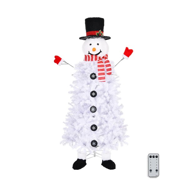 VINGLI Pre-lit Christmas Tree 6ft, Snowman Xmas Tree w/ 220