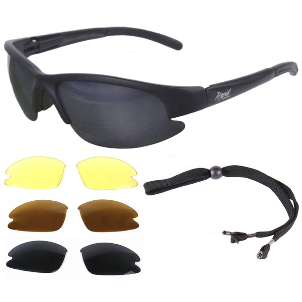 Rapid Eyewear NIMBUS BLACK RC MODELGLASSES: Polarised Sunglasses with Interchangeable Lenses. Also for Driving, Sports & Leisure Use. Night Lenses Included