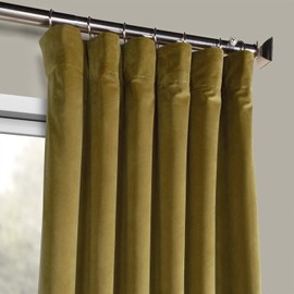 HPD Half Price Drapes VPYC-179911-108 Heritage Plush Velvet Curtain (1 Panel), 50 X 108, Peat Green