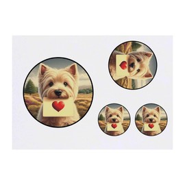 4 x 'West Highland Terrier Love Note' Temporary Tattoos - Water Resistant, Skin-Safe, Non-Toxic Transfers, Mixed Sizes (TO00084064)
