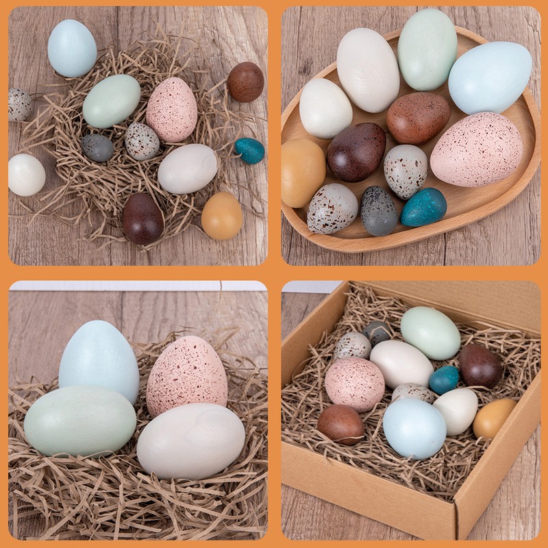 12PCS Portable Wood Simulation Eggs DIY Easter Egg for Home