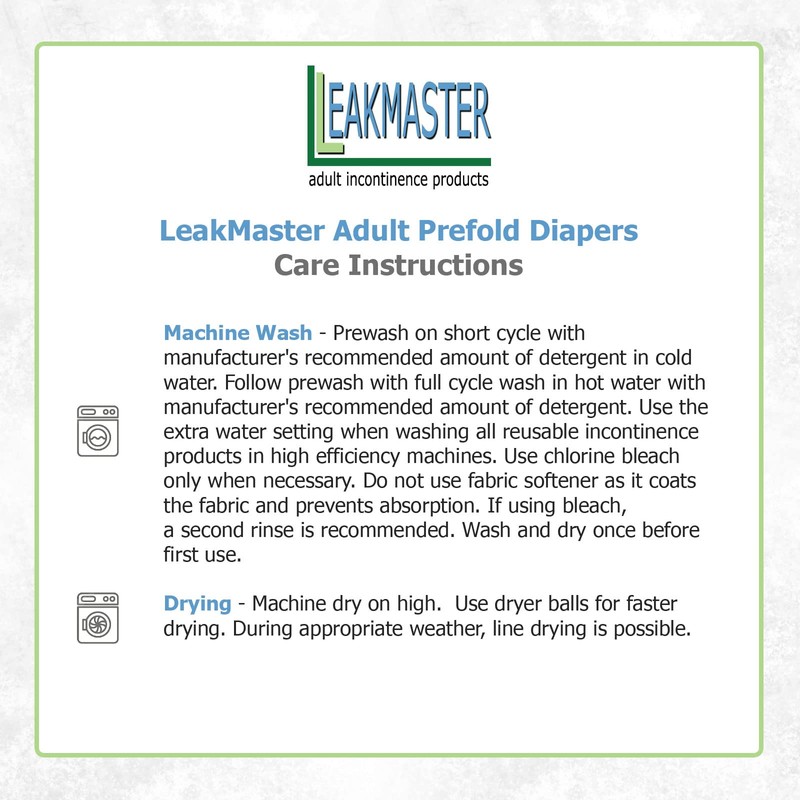 LeakMaster Adult Prefold Cloth Diapers Birdseye Weave - 100% Cotton