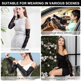 Lace Arm Sleeves for Women, Black Fingerless Lace Sleeves for Wedding Tea Party Pattern Engagement Dress