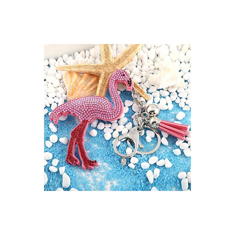 Flamingo Keychain, Elegant Pink Crystal Keychain Charm Pendant Gift Key