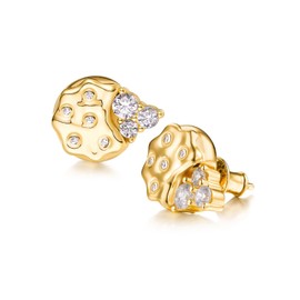 Moissanite Novelty Large Stud Earrings for Women Sterling Silver Cookie Gold Fun Earrings