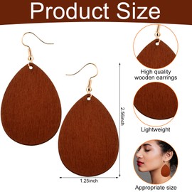 Ecally 16 Pairs Bohemian Wood Earrings Natural Wood Earrings African Jewelry Vintage Teardrop Dangle Eardrop for Women(African)