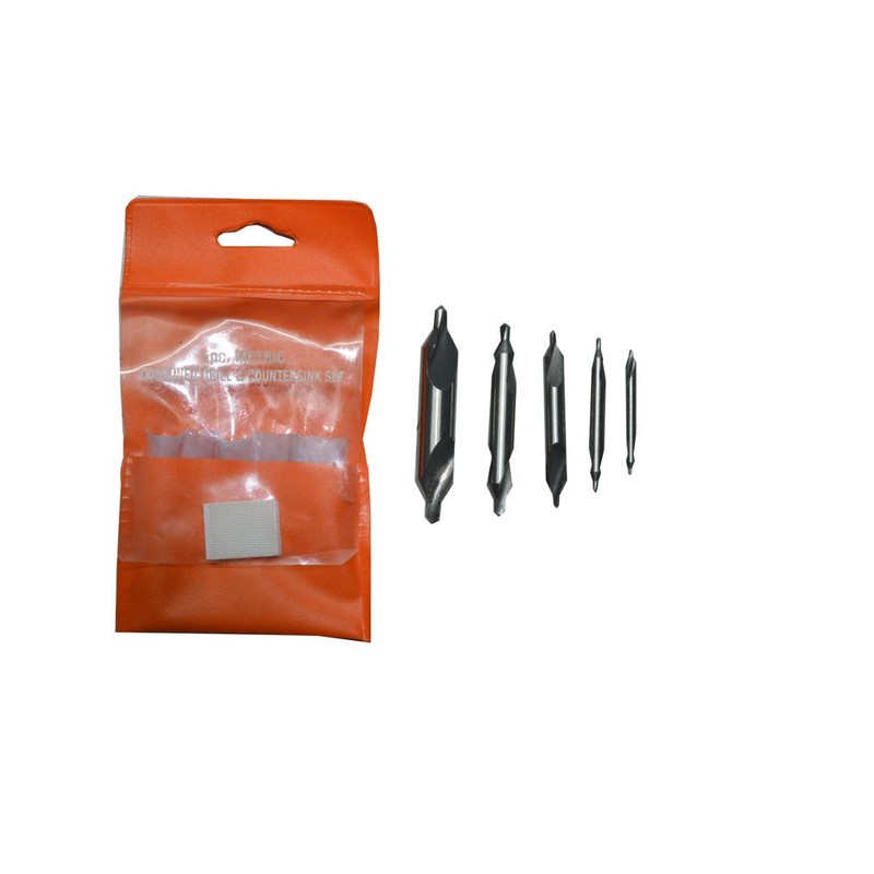 5 Piece Industrial Tools HSS M2 Center Drill & Countersink