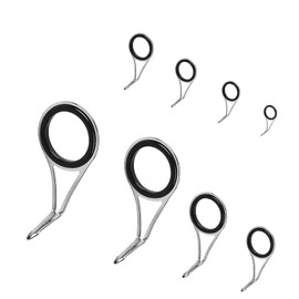 Litoexpe 8 Pieces Fishing Rod Repair Kit, Single Leg Fishing Rod Guides Rings, Stainless Steel Rod Top Tips Replacement Ceramic Guide Rod Eyelet (Silver)