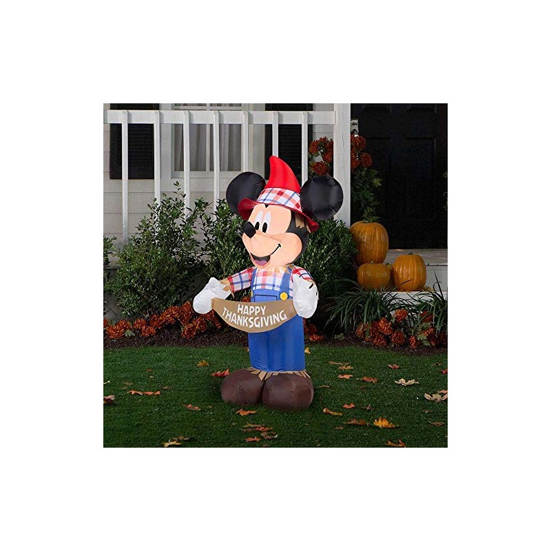 Mickey Mouse Thanksgiving Inflatable 3.8 Foot Scarecrow Yard Decoration