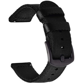 Shieranlee 18MM NATO Quick Release Watch Strap 2 Pack Thick Double Layer Canvas Nylon Black Buckle