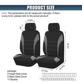 ZIMISI 2PCS Car Front Seat Covers, Universal Comfortable Cloth Automotive Headrest Seat Cover, Breathable Vehicle Interior Seats Protector Accessories for Cars, Trucks, SUVs (Grey)