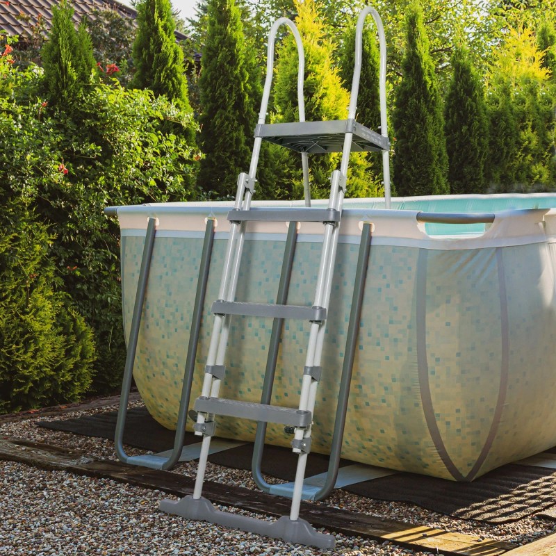 70\" A-Frame Deck Pool Ladder with Non-slip Steps & Rounded