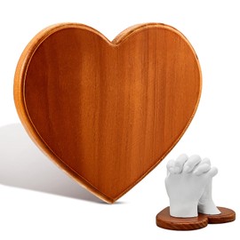 Menkxi 7.1 x 6.3 x 0.6 Inch Heart Shaped Wood Base Hand Casting Sculpture Base Hand Casting Kit Wood Display Stand for Anniversary Wedding Gift DIY Crafts Home Decoration
