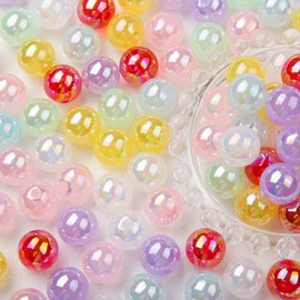 BERMRO 16mm Acrylic Beads Transparent Color Bead 100pcs Pen Bubblegum Beads DIY Beading Hairband Bracelets Necklace Craft (Translucent Beads)