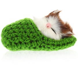 SUPVOX Sleeping Cat Toy Small Cat Stuffed Animal Plush Toy Kitten with Meows Sound (Random Color Cat in Slipper)