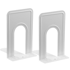 Jazooli Metal Book Ends | Perfect as Bookends for Shelves, Book Shelves, Desk Shelf and More | Office Accessories & Home Decor Book Shelf & Desk Organiser | Pack of 2 (White)