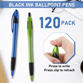 Sayglossy 120 Pack Ballpoint Pens Bulk Retractable Ballpoint Pen 1.0mm Medium Point Black Ink Smooth Writing Soft Gripped No Smear for Teacher School Office Journaling Supplies, 6 Colors