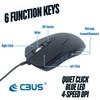 CBUS Wired USB-C 6-Button Quiet Mouse, 4-DPI Speeds, Ergonomic LED