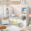 Kids Bookcase with Reading Nook, Bench Kids Bookshelf with 7