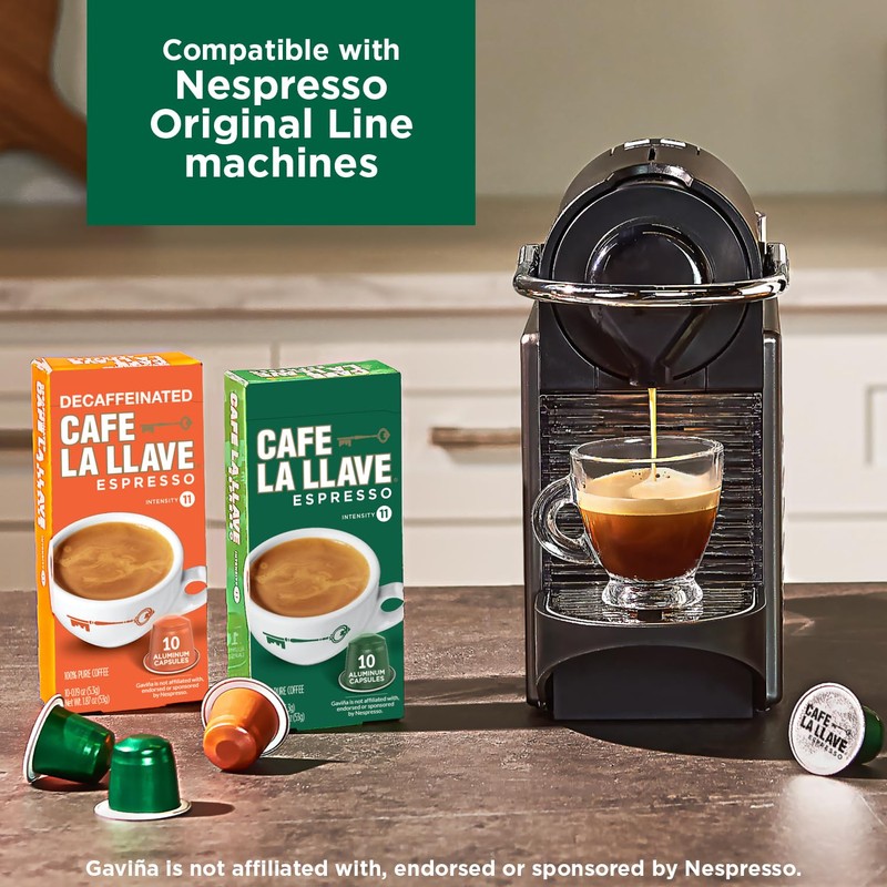 Cafe La Llave Decaf Latin Style Espresso Pods, Dark Roast,