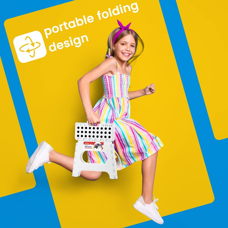 Folding Step Stool for Adults and Kids-11 Height Lightweight Plastic