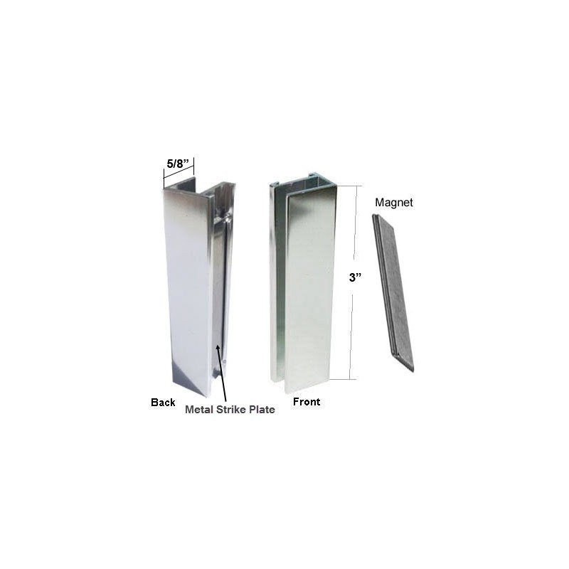 Shower Door U-Channel with Metal Strike Plate for 3/8" and