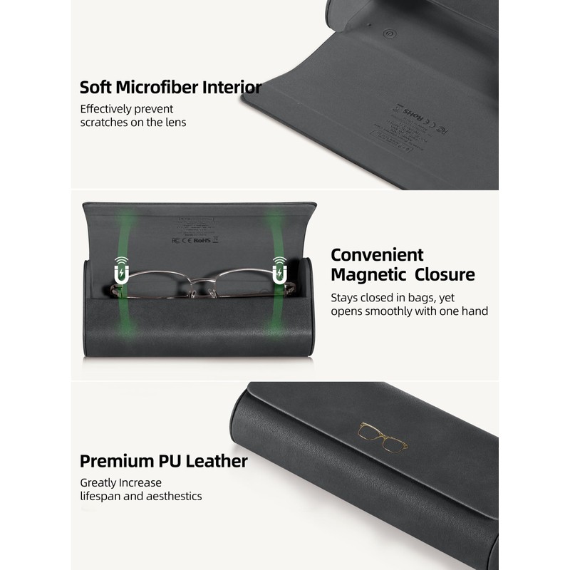 ExtreLife Smart Glasses Case, Works with Apple Find My, Rechargeable