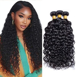 BilltiiWW Natural Color Human Hair Water Wave Bundles Brazilian 18 20 22 Bundles Human Hair Inch Wet and Wavy Soft and Silky for Women
