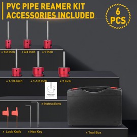 6PCS PVC Reamer Kit With 1/2inch, 3/4inch, 1inch, 1-1/4inch,1-1/2inch, 2inch Head Aluminum, PVC Fitting Saver For SCH40 Pipe