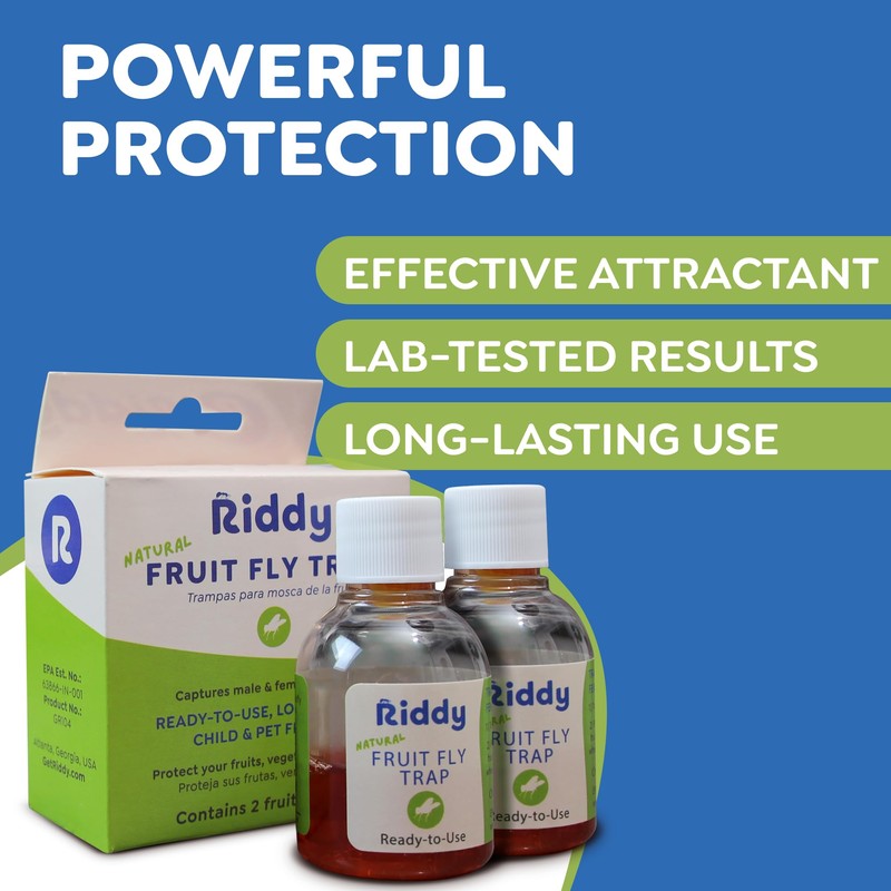 Riddy Fruit Fly Traps – Non-Toxic, Ready-to-Use, Long-Lasting Solution for