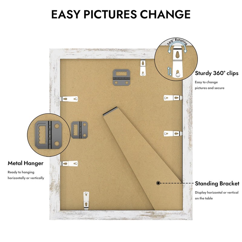 Hongkee 8x10 Picture Frame, Made of Real Glass and Wooden