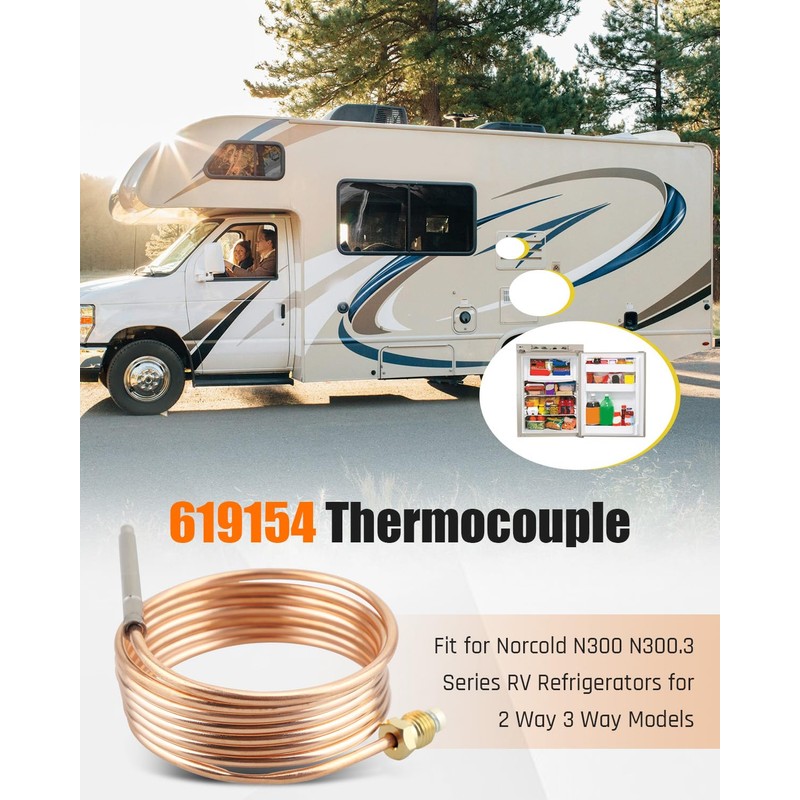 ULXIOM 619154 Thermocouple Compatible with Norcold N300 N300.3 Series RV