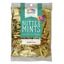 Party Sweets By Hospitality Mints Metallic Gold Buttermints, 7-Ounce Bags (Pack of 6)