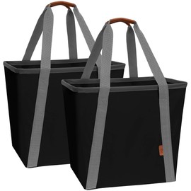 STORAGE MANIAC Collapsible Laundry Caddy, 128L (34 Gal) Large Collapsible Laundry Basket with Sturdy Metal Wire Frame, Long Carry Handles - Space-Saving, Foldable Laundry hamper, 2 Pack Black