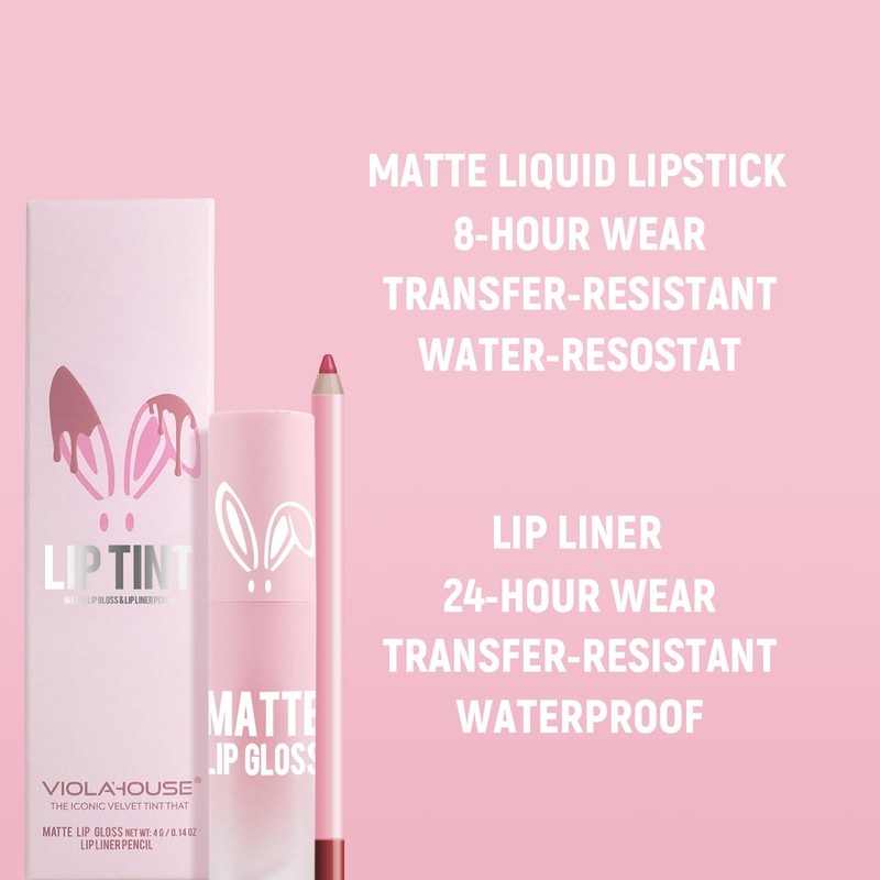 VIOLA HOUSE Lipstick Lip Liner Set, Matte Lipstick Liquid, Lip
