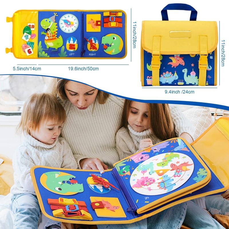 モンテッソーリ おもちゃ 子供 恐竜バックパックおもちゃ 18IN1 早期開発 指先訓練 男の子 女の子 誕生日プレゼント