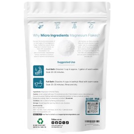 Micro Ingredients Micro Ingredients Magnesium Flakes, 6lbs | Great Alternative to Epsom Salt for Foot & Body Bath Soaks | High Absorption | Natural Magnesium Chloride Minerals | Relaxation & Skin Hydration Support