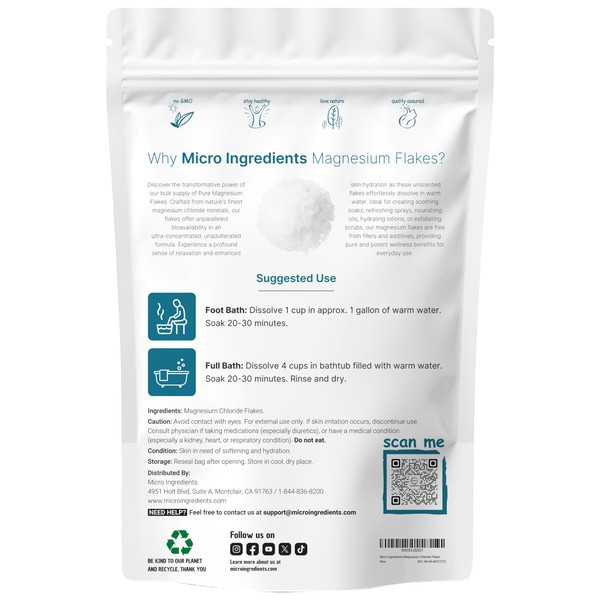 Micro Ingredients Micro Ingredients Magnesium Flakes, 6lbs | Great Alternative