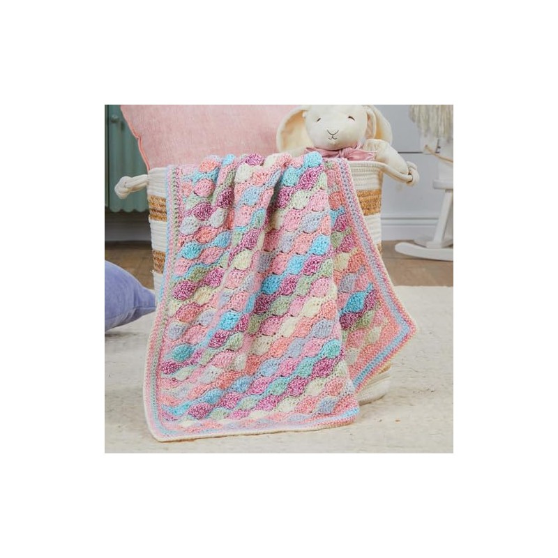 Herrschners Cotton Candy Waves Blanket Crochet Kit