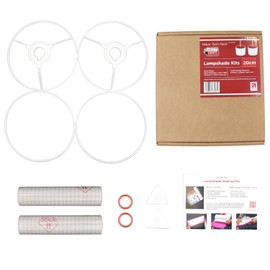 Drum Lampshade Making Kit Twin Pack - Use with Pendant Ceiling Lights, Table and Floor Lamps, Drum Circle Shape Needcraft UK DIY use with Fabric, Textile, Wallpaper of Choice. (White, 20cm)