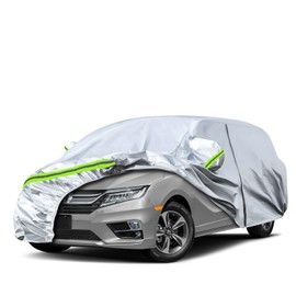 Waterproof Car Covers Replace for 2005-2024 Honda Odyssey Minivan, 6 Layers Silver All Weather Custom-fit Car Cover with Zipper Door & Windproof Bands for Snow Rain Dust Hail Protection