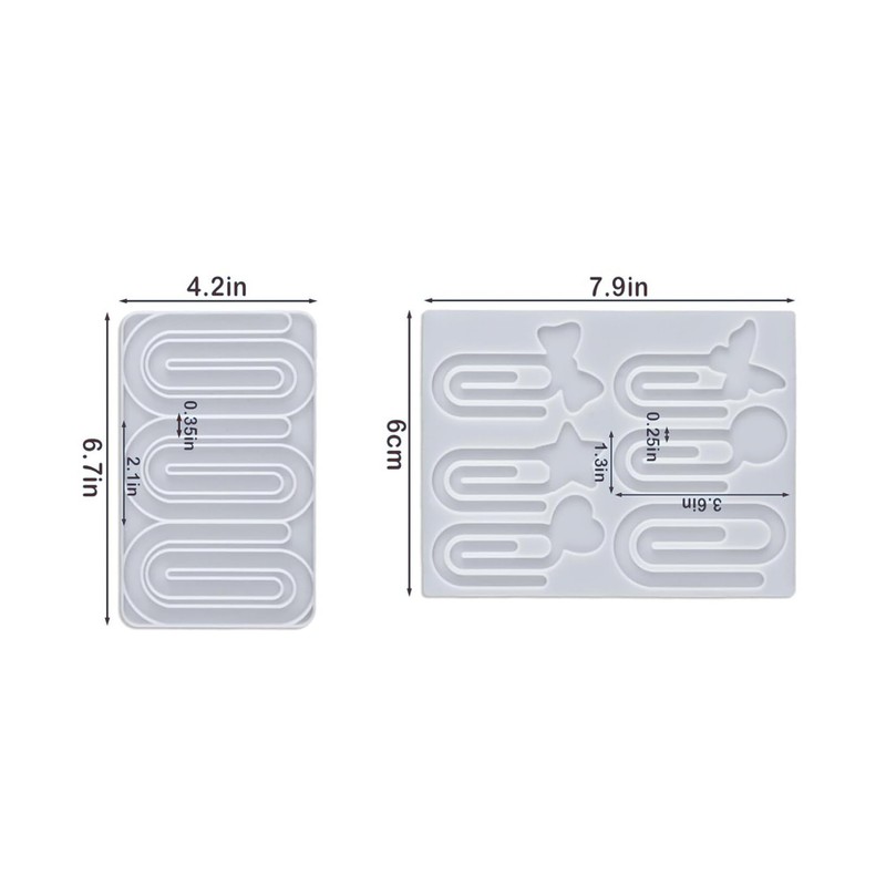 Aotunbey, 2 Pack Resin Paperclip Shape Bookmark Silicone Mold 9-Cavity
