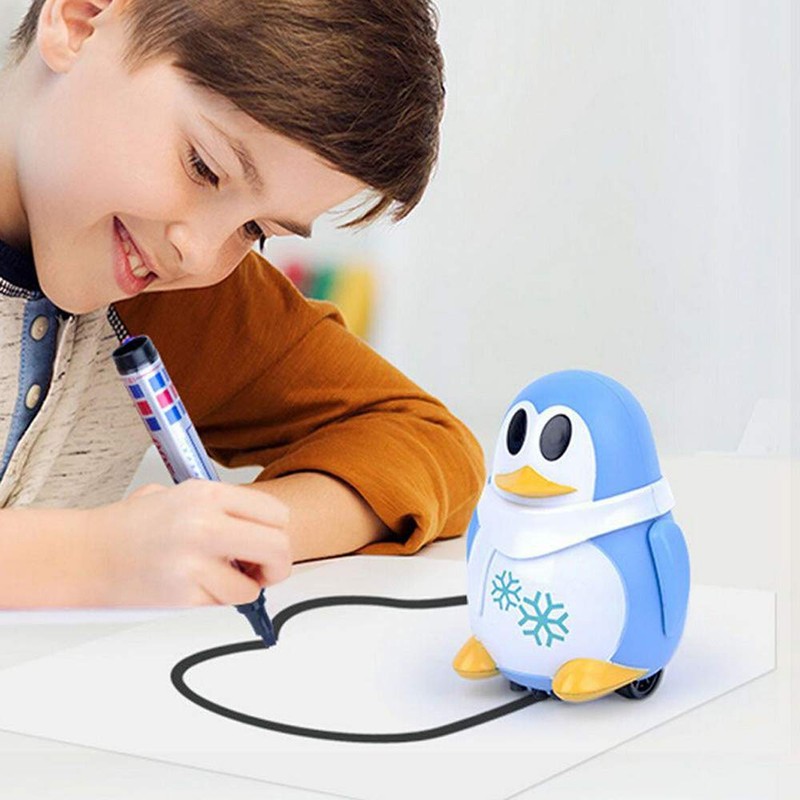 Penguin Inductive Toy Follow Drawn Line Toy Cute Penguin Model