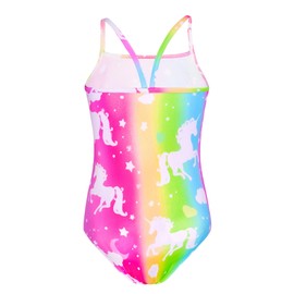 Bathing Suits for Girls Rainbow Unicorn Swimsuit Size 9-10 Years Old Classic One Piece Swimwear with UV Protection