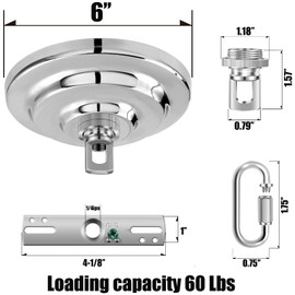 MAYOMAJO 6 Inch Light Canopy Kit with Heavy Duty, Replacement Cover Plate with Mounting Hardware for Chandelier, Pendant Light, Swag Light, Ceiling Fan, Flower Basket or DIY Projects (Chrome)