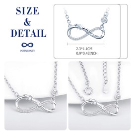 INFINIONLY Women's Girl's Necklace pendant, 925 sterling silver Jewellery Sets, Cheetah and infinity symbol necklace pendant, silver, Inlaid zircon, animal jewelry-sets