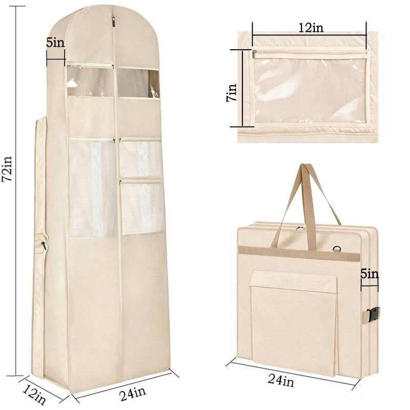 72" Wedding Dress Garment Bag, Beige