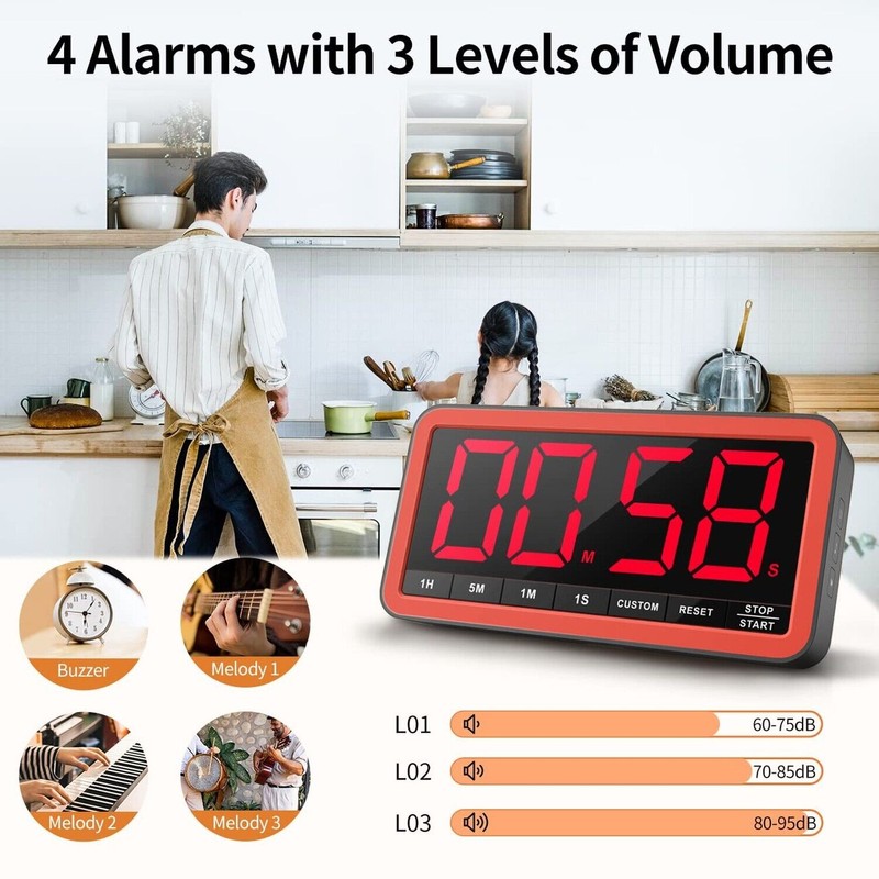 VOCOO Digital Kitchen Timer with 7.8” Extra Large Display, Magnetic